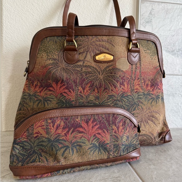 Ricardo Beverly Hills Handbags - Ricardo Brand Brown Multicolor Tropical-Print Shoulder Bag